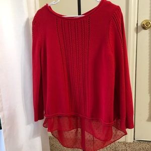 LUCKY BRAND RED SWEATER BLOUSE KNIT SWEATSHIRT
